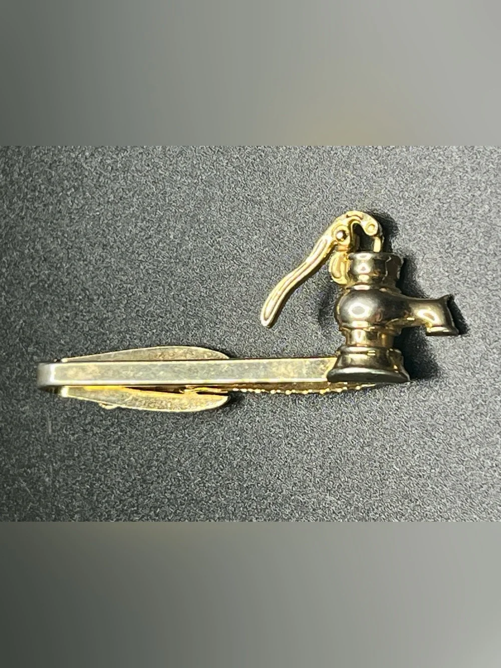 Vintage Hickok USA Faucet Tie Clip Gold Tone Novelty Plumber Tie Bar